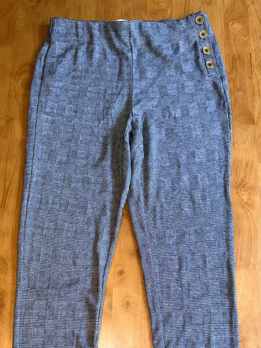 Michael Kors Grey Glen Plaid Button Pull On Leggings Pants Womens Small 501
